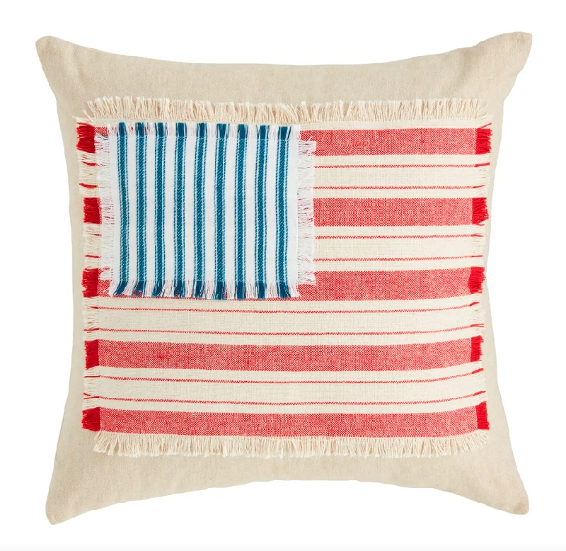 Square Pillows for Modern Home DecorAmerican Flag Applique Pillow