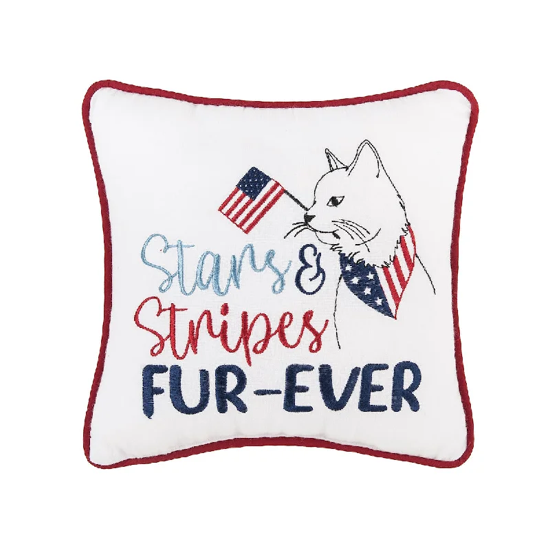 Square Pillows for Modern Home DecorStars & Stripes Cat Mini Pillow