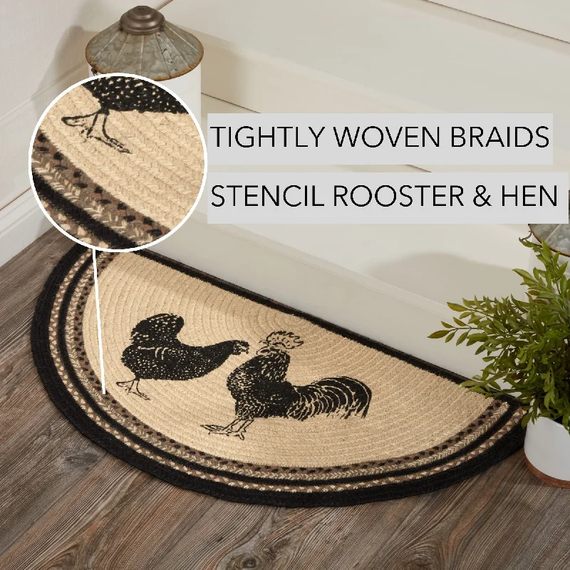 Bed skirts with a flannel material for a cozy winter optionSawyer Mill Charcoal Poultry Jute Rug Half Circle w/ Pad 16.5x33