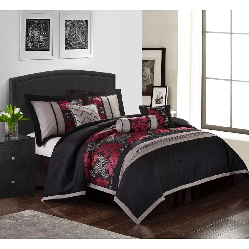 Goose down comforters known for their superior quality and insulationNanshing Liana Embroidered Red and Black 7-Piece Floral Comforter Set Goose down comforters known for their superior quality and insulationNanshing Liana Embroidered Red and Black 7-Piece Floral Comforter Set