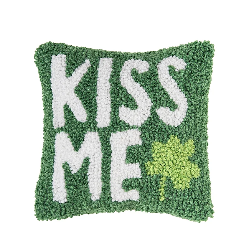 Plush Pillows for a Cozy BedKiss Me Clover Hooked Mini Pillow
