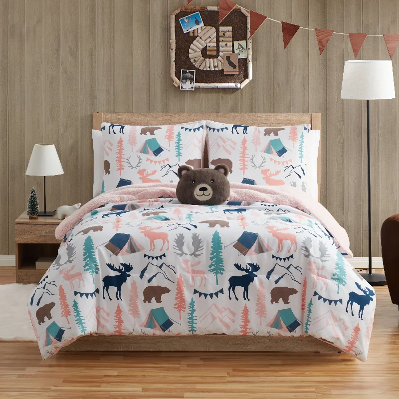 Down - filled comforters for supreme warmth and lightnessBearpaw Kids Huntington White Brushed Twill and Sherpa Comforter Set Down - filled comforters for supreme warmth and lightnessBearpaw Kids Huntington White Brushed Twill and Sherpa Comforter Set