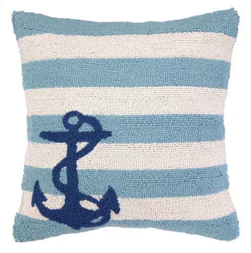 Plush Pillows for a Cozy BedAnchor on Stripes Hooked Pillow 18 in.