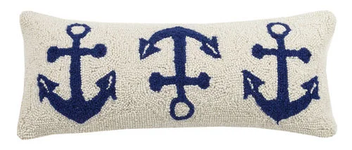 Velvet Pillows for a Touch of EleganceThree Anchor Hooked Pillow 8 in.  x 20 in.