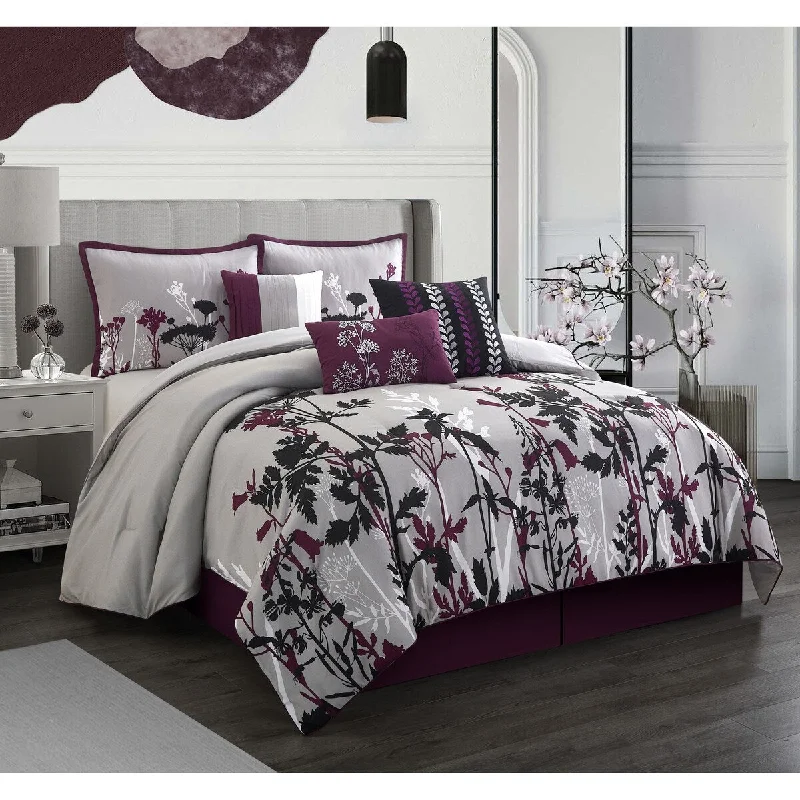 Latex - filled comforters with a bouncy texture and good supportNanshing Ciaran 7-Piece Purple Floral Comforter Set Latex - filled comforters with a bouncy texture and good supportNanshing Ciaran 7-Piece Purple Floral Comforter Set