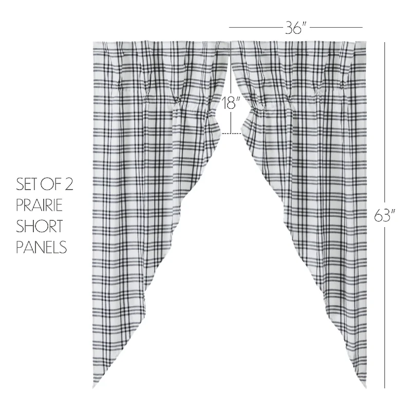 Bed skirts with a ruffled tiered designSawyer Mill Black Plaid Prairie Short Panel Set of 2 63x36x18