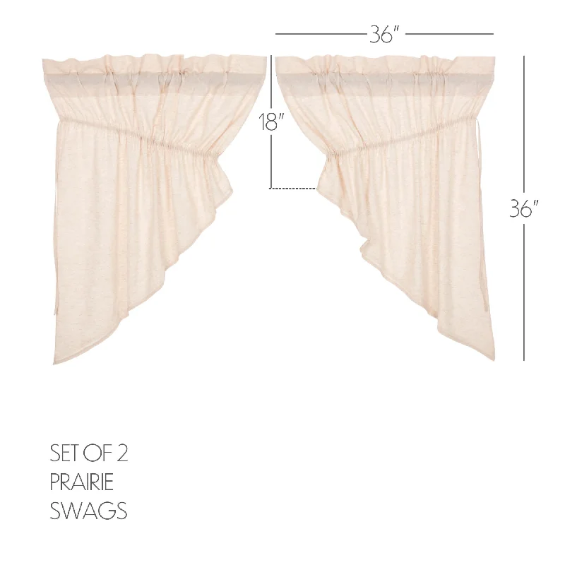 Floral - printed bed skirts for a feminine touchSimple Life Flax Natural Prairie Swag Set of 2 36x36x18