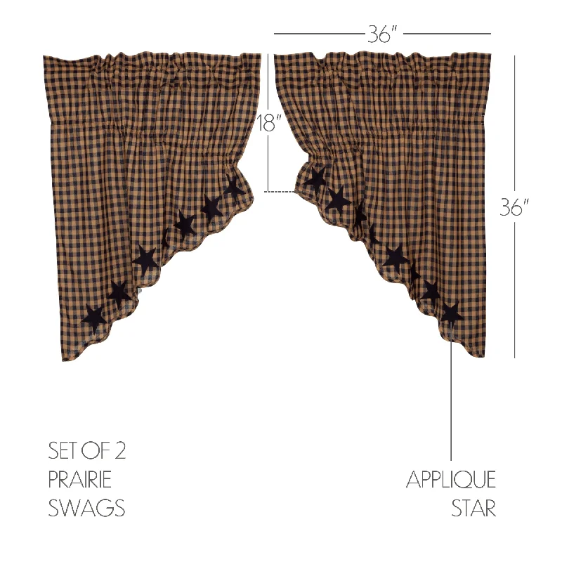 Bed skirts with a beach - themed printNavy Star Scalloped Prairie Swag Set of 2 36x36x18