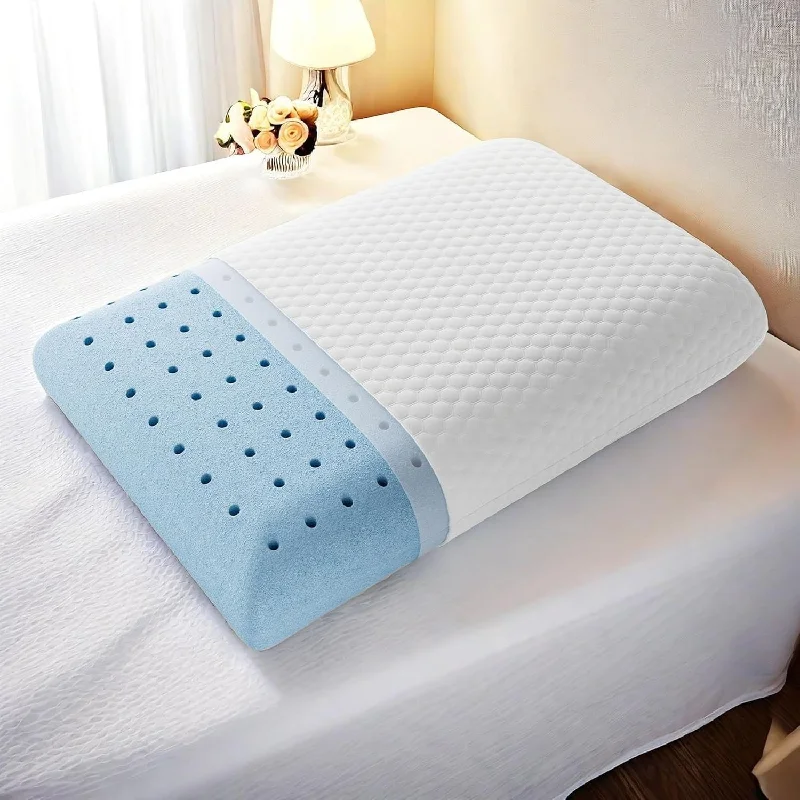 Travel Pillows for Long JourneysBed Pillows Set of 2 / 1 - Memory Foam Pillow Down Alternative Bedding Gel Cooling Pillow for Back, Stomach or Side Sleepers
