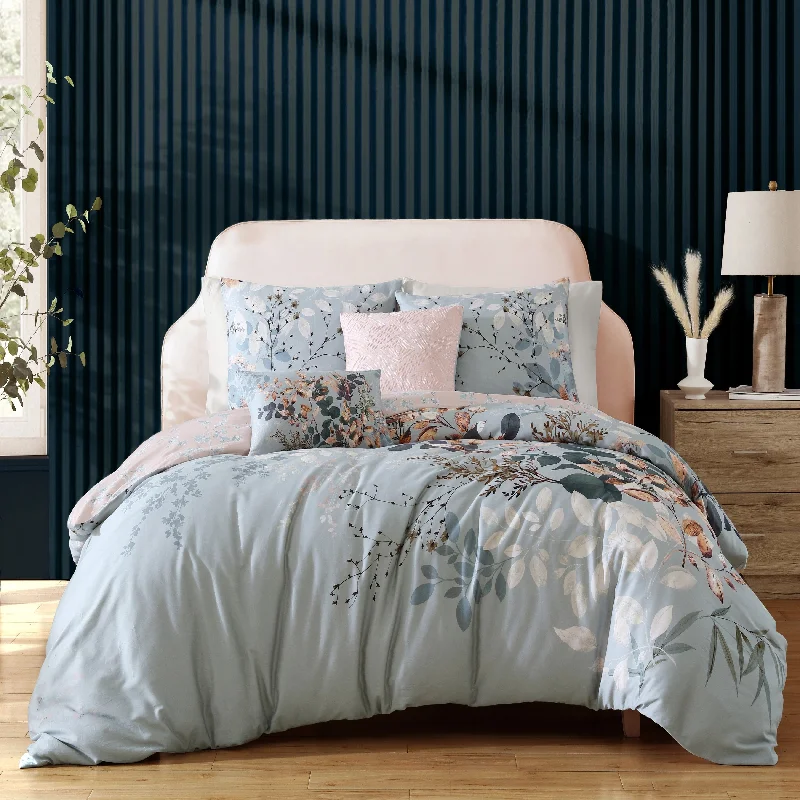 Duck down comforters with a softer feel and good warmth retentionBebejan Peach Leaves on Sage 100% Cotton 5-Piece Reversible Comforter Set Duck down comforters with a softer feel and good warmth retentionBebejan Peach Leaves on Sage 100% Cotton 5-Piece Reversible Comforter Set
