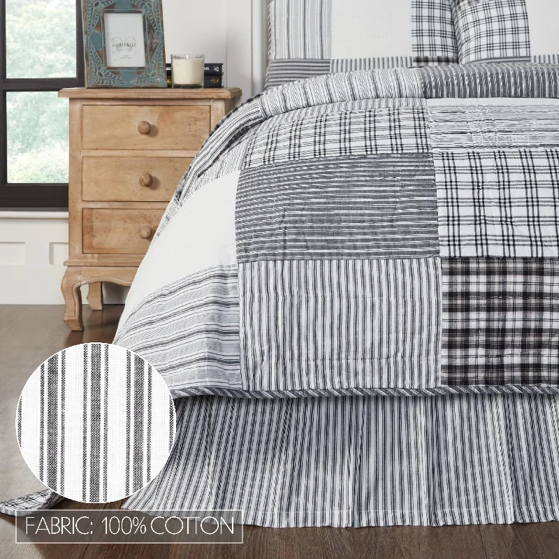 Bed skirts with a soft fleece lining for added comfortSawyer Mill Black Ticking Stripe Queen Bed Skirt 60x80x16 Bed skirts with a soft fleece lining for added comfortSawyer Mill Black Ticking Stripe Queen Bed Skirt 60x80x16