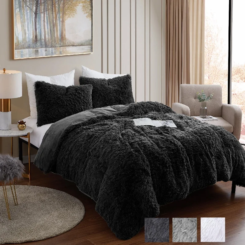 Silk - filled comforters for a luxurious and smooth touchLong Plush Shaggy Comforter Set Silk - filled comforters for a luxurious and smooth touchLong Plush Shaggy Comforter Set