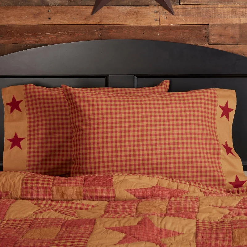 Travel Pillows for Long JourneysNinepatch Star Standard Pillow Case w/Applique Border Set of 2 21x30 VHC Brands