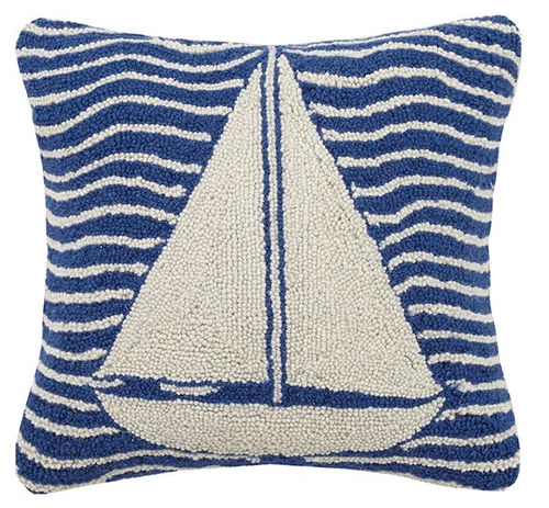 Back Support Pillows for Office ChairsMulti Wave Sailboat Hooked Pillow 16 in.