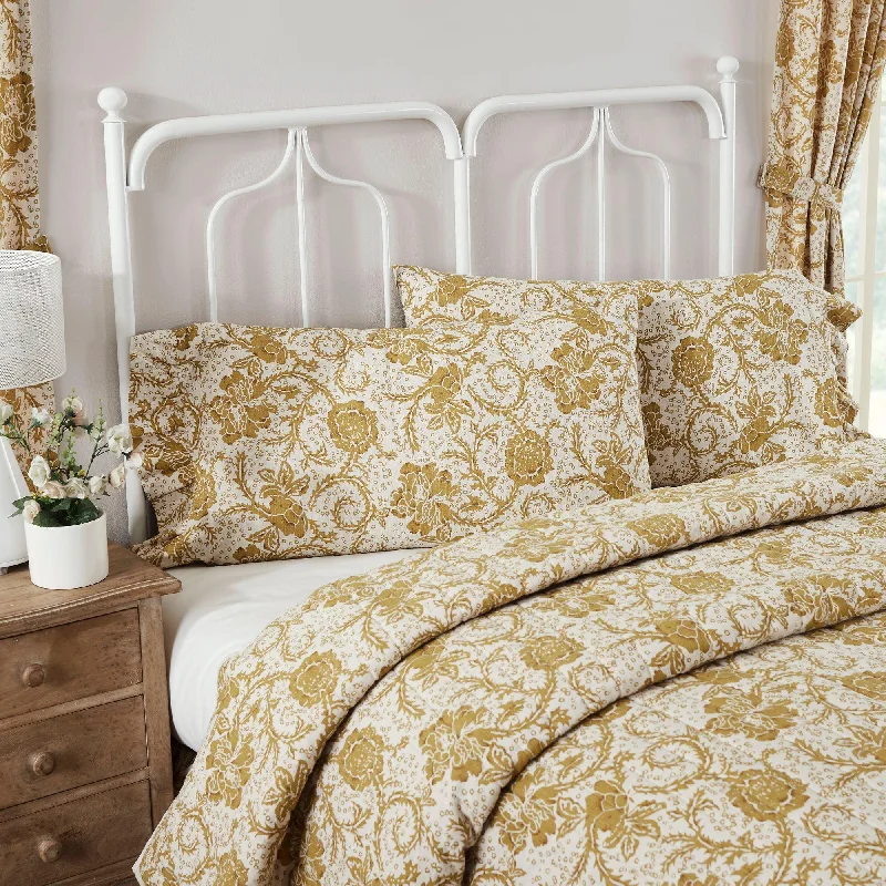 Kids Pillows with Fun DesignsDorset Gold Floral Ruffled King Pillow Case Set of 2 21x36+4 VHC Brands