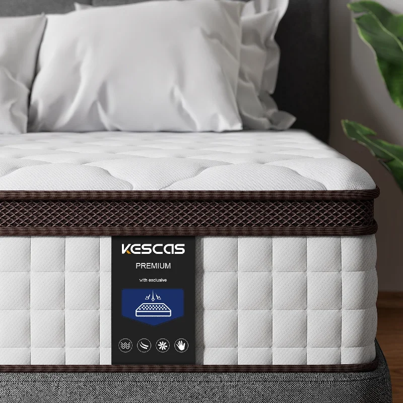 Innerspring mattresses with coil counts for supportKescas 12 Inch Hybrid Mattress with Memory Foam & Heavier Coils, Ergonomic Design for Pressure Relief Innerspring mattresses with coil counts for supportKescas 12 Inch Hybrid Mattress with Memory Foam & Heavier Coils, Ergonomic Design for Pressure Relief