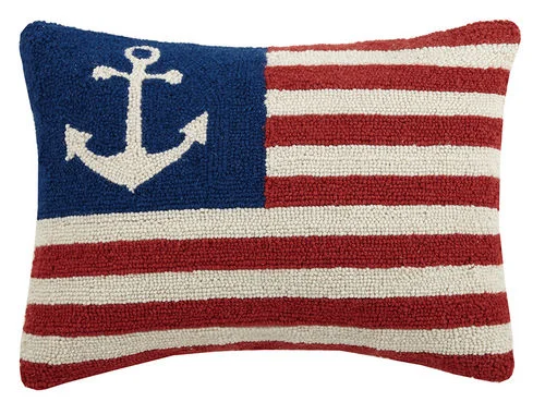 Orthopedic Pillows for Back Pain ReliefAnchor American Flag Hooked Pillow 14 in. x 18 in.