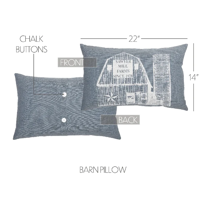 Bed skirts with a Christmas - themed patternSawyer Mill Blue Barn Pillow 14x22