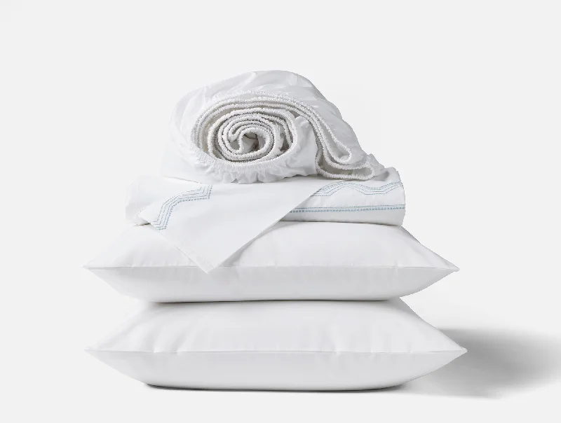 Cotton Pillows for Natural ComfortVista Embroidered Organic Percale Sheet Set