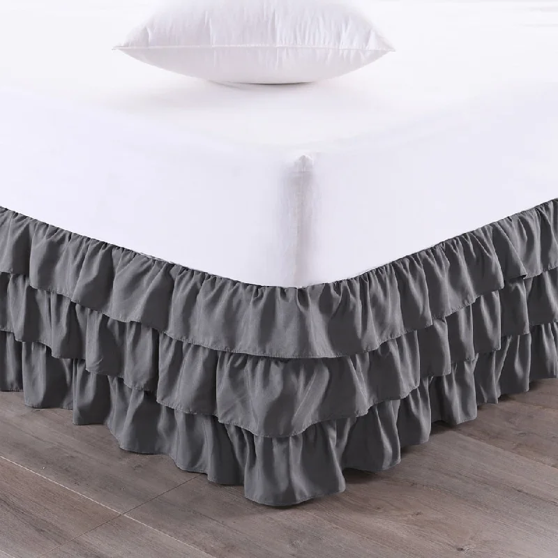 Bed skirts with a geometric cut - out designWaterfall 3-Layer Ruffled 14-Inch Drop Bedskirt (Queen, King) Grey Bed skirts with a geometric cut - out designWaterfall 3-Layer Ruffled 14-Inch Drop Bedskirt (Queen, King) Grey