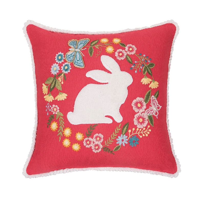 Travel Pillows for Long JourneysSpring Bunny Wreath Pillow
