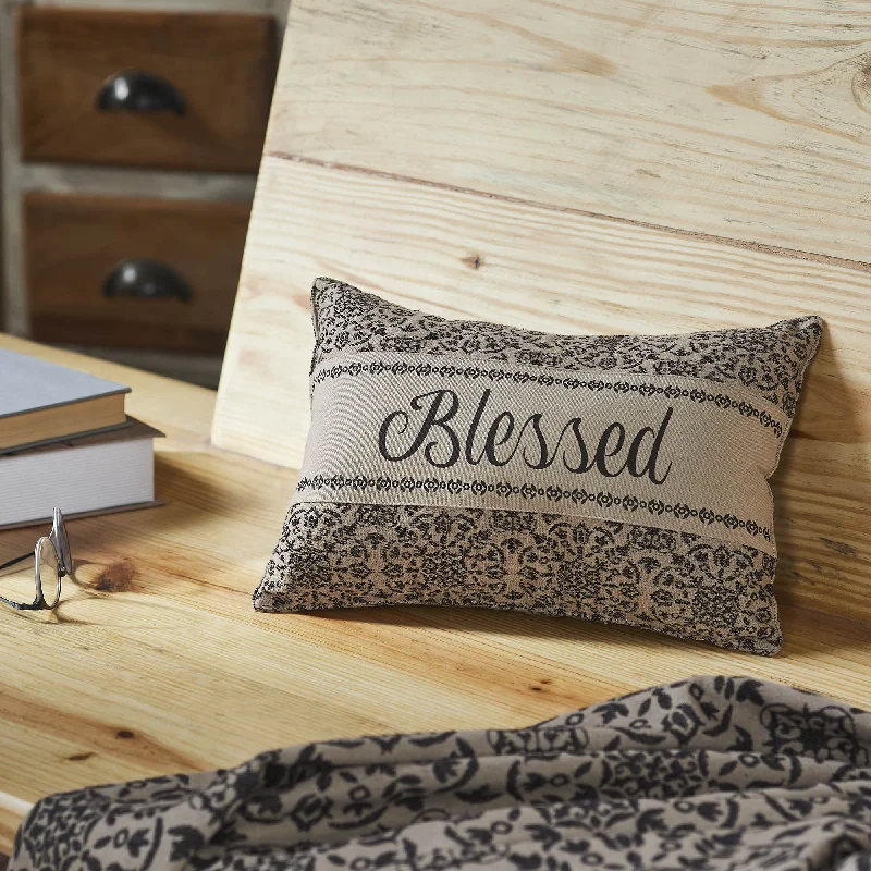 Plush Pillows for a Cozy BedMedallion Black Tan Jacquard Blessed Pillow
