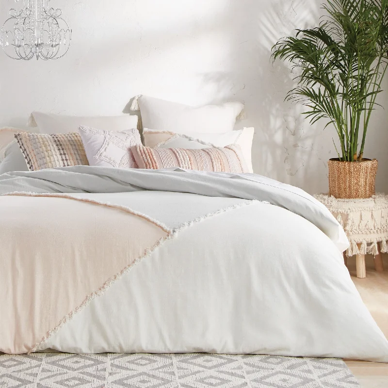 Duck down comforters with a softer feel and good warmth retentionPeri Home Colorblock Fringe Comforter and Sham Set Duck down comforters with a softer feel and good warmth retentionPeri Home Colorblock Fringe Comforter and Sham Set