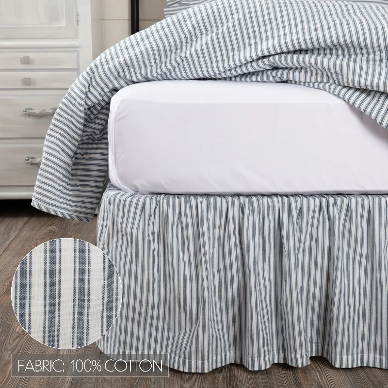 Bed skirts with a geometric cut - out designSawyer Mill Blue Ticking Stripe King Bed Skirt 78x80x16 Bed skirts with a geometric cut - out designSawyer Mill Blue Ticking Stripe King Bed Skirt 78x80x16