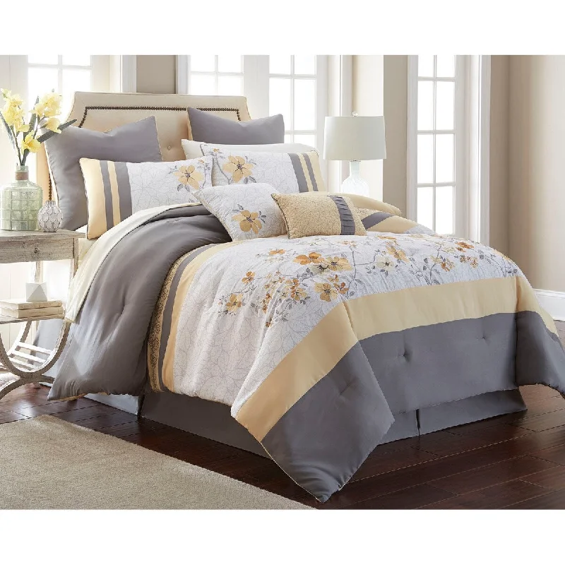 Down - filled comforters for supreme warmth and lightnessCandice 12-Piece Chic Floral Comforter Set, King Down - filled comforters for supreme warmth and lightnessCandice 12-Piece Chic Floral Comforter Set, King