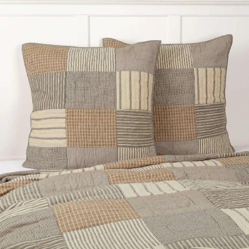 Bolster Pillows for Sofa DecorationSawyer Mill Charcoal Quilted Euro Sham 26x26 VHC Brands