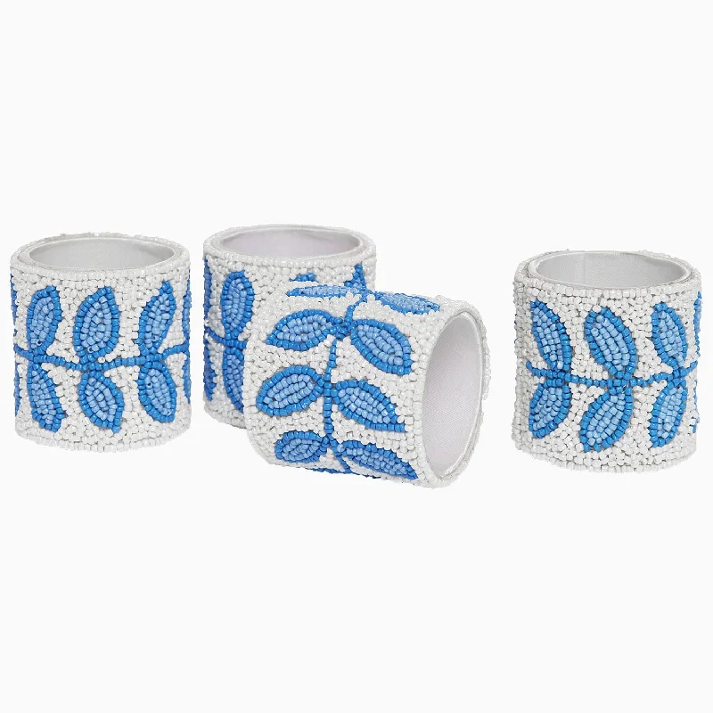 Adjustable Pillows for Customized ComfortAadi Azure Beaded Napkin Rings (Set of 4)