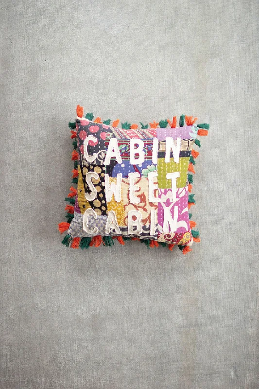 Soft and Fluffy Pillows for Bedroom ComfortKalalou NRV2205 Cabin Sweet Cabin Kantha Pillow Soft and Fluffy Pillows for Bedroom ComfortKalalou NRV2205 Cabin Sweet Cabin Kantha Pillow