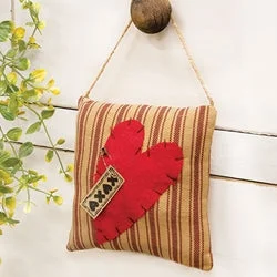 Cotton Pillows for Natural ComfortTicking Striped XOXO Heart Pillow Ornament