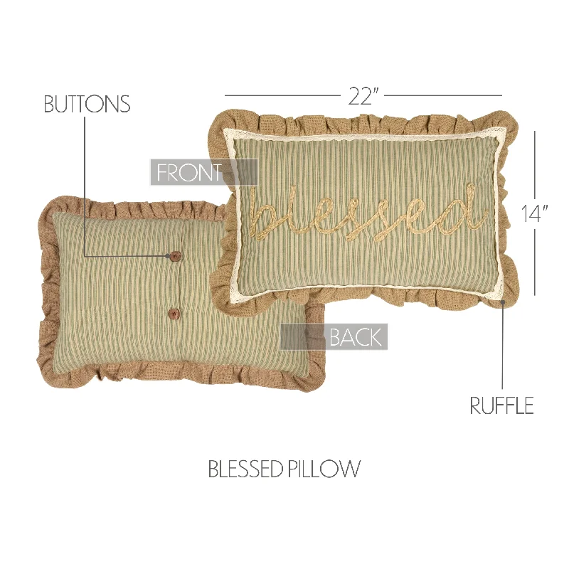 Bed skirts with a lace trim for a romantic touchPrairie Winds Blessed Pillow 14x22