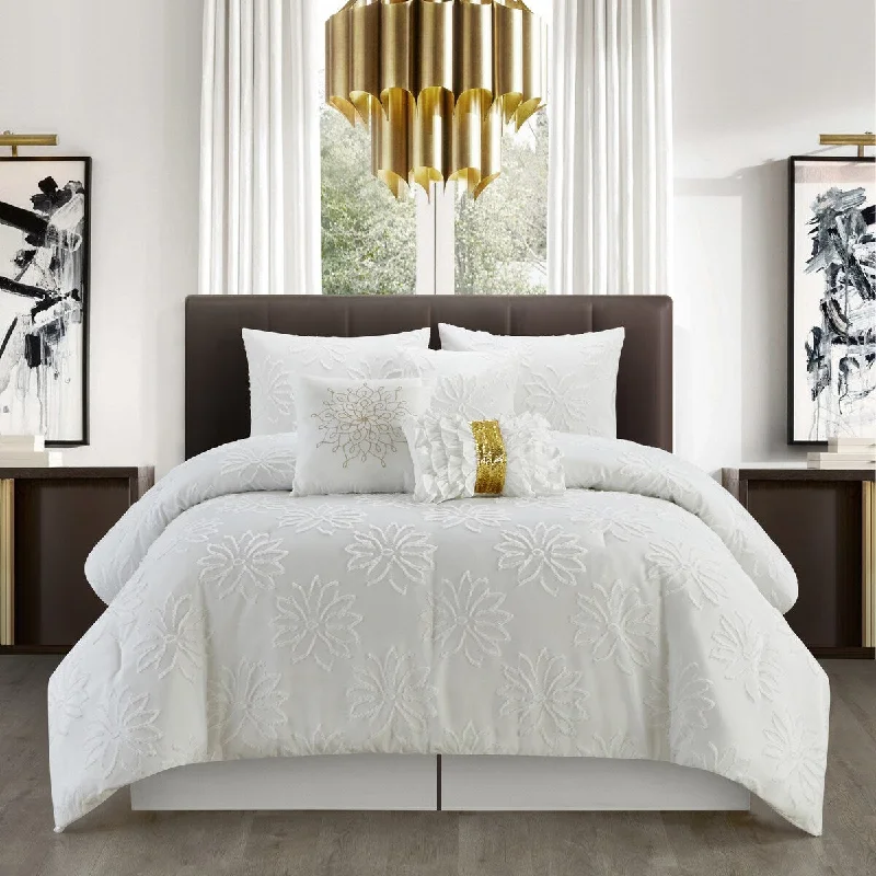 Wool - filled comforters with natural moisture - wicking and temperature - regulating features3D Floral Pattern Lannie 7 Piece Comforter Set by Nanshing Wool - filled comforters with natural moisture - wicking and temperature - regulating features3D Floral Pattern Lannie 7 Piece Comforter Set by Nanshing